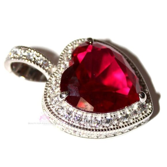 Love Heart for Jerusalem™ Sapphire Blue Cz 925 Sterling Silver Statement Pendant - Picture 2 of 5